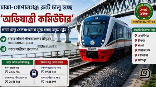 ঢাকা থেকে গোপালগঞ্জ ট্রেন