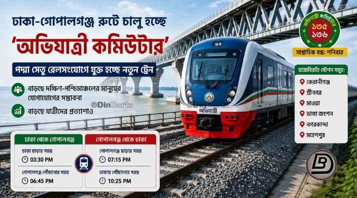 ঢাকা থেকে গোপালগঞ্জ ট্রেন